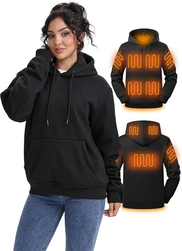 12V Beheizbarer Pullover Hoodie mit 20000mAh Akku und 9 Heizzonen — Heizkleidung