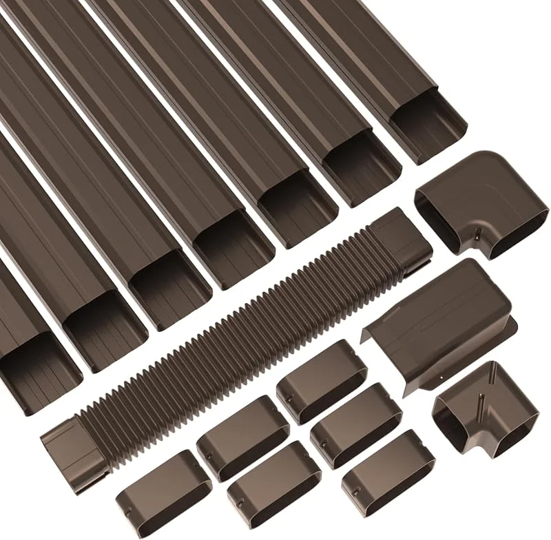 Forestchill Dekoratives PVC-Leitungsset für kanallose Mini-Split-Klimaanlage, zentrale Klimaanlage und Wärmepumpe, 10, 2 cm breit, 7, 6 m, Braun — Heizung Warmepumpe