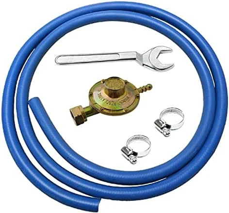 Promo Box Horizontaler Regler mit fester Kalibrierung + Schlauch 1, 5 m + Kabelbinder + Schlüssel für Gas für Öfen, Grill, BBQ — Heizung Warmepumpe
