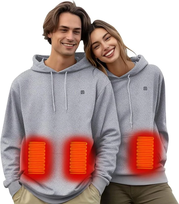 Beheizter Hoodie für Herren Damen 2026, Beheizbare Pullover mit 7 Heizzonen — Heizkleidung