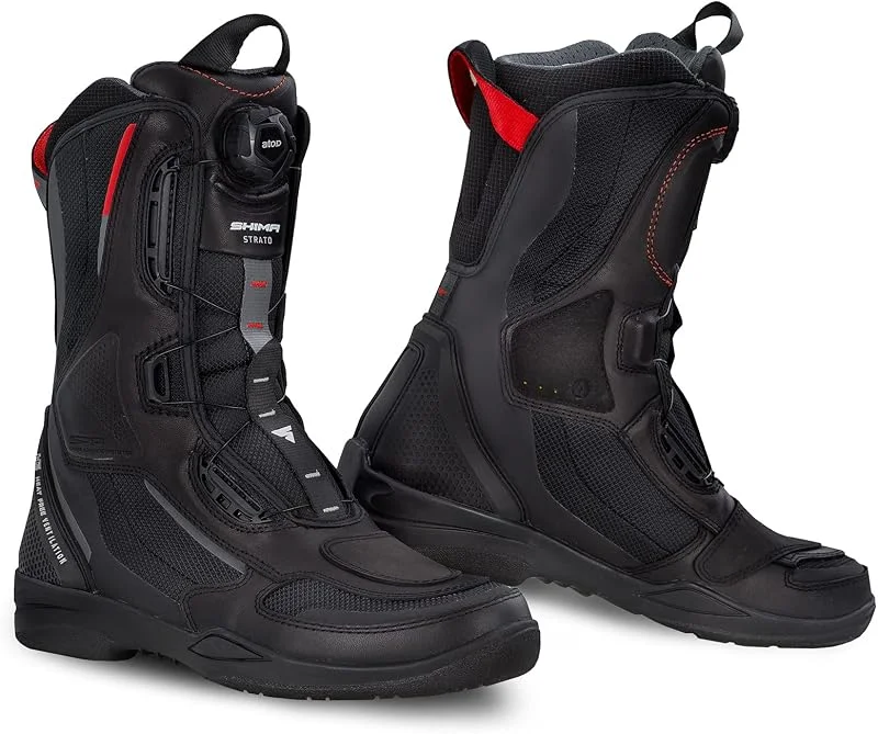 SHIMA STRATO Motorradstiefel Herren und Damen - Motorrad Wasserdicht Stiefel Tourenstiefel Schuhe Männer Leder Schwarz — Heizkleidung