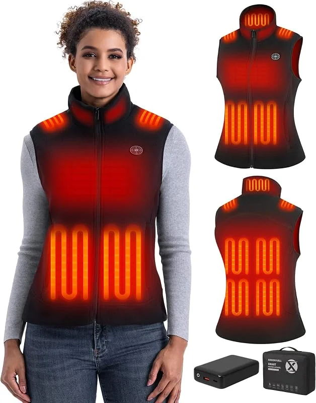 Heizweste Fleece Damen mit 16000mAh Akku, Leichte Beheizbare Weste — Heizkleidung