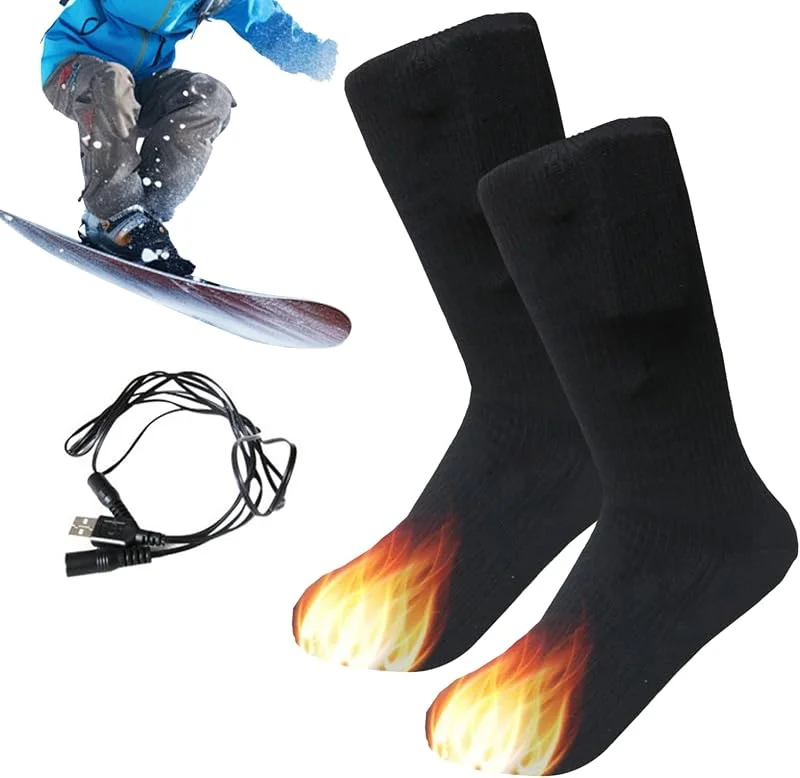 Elektrische Socken, waschbar, gleichmäßige Wärmeisolierung, beheizte Socken, für Ski im Winter und Snowboarden, für Outdoor-Aktivitäten zu Hause, für Reisen mit Fam — Heizkleidung