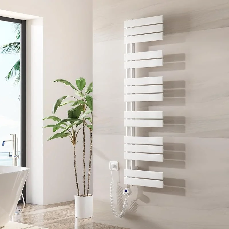 Heilmetz Badheizkörper Elektrisch 1385 x 400 mm, Flach Bad heizkörper mit Digitalem Thermostat, Elektrischer Handtuchheizkörper Handtuchwärmer mit Timer für Badezimmer, 600 Watt Weiß — Heizung Warmepumpe