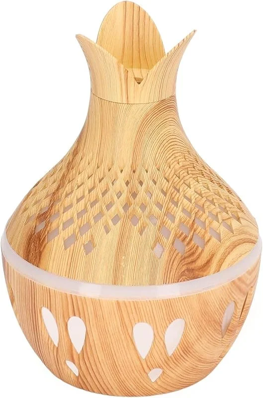 Aromatherapie-Luftbefeuchter, 300 ml, USB-betriebener Desktop-Luftbefeuchter mit Holzmaserung und LED-Farblicht, geeignet for Schlafzimmer zu Hause