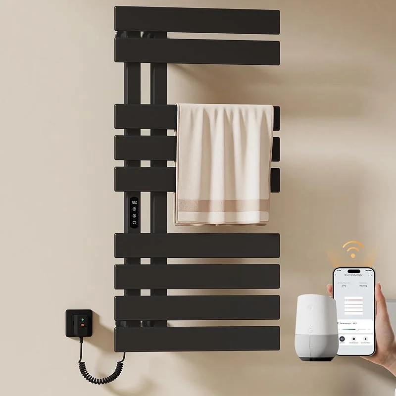 EMKE Elektrischer Handtuchheizkörper 1000x500 mm, Handtuchwärmer mit WiFi-App-Steuerung, Timer & Thermostat, Badheizkörper zur Wandmontage, 320 Watt, IPX5, Schwarz — Heizung Warmepumpe
