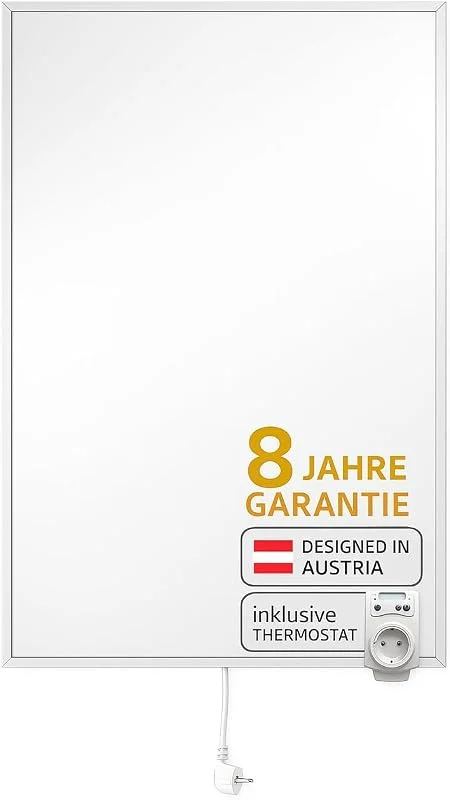 heatness Infrarotheizung mit 450Watt 60x90cm - individuell Einsetzbar (Wandheizung, Deckenheizung oder als Standgerät) für bis zu 10m² (mit Thermostat) — Heizung Warmepumpe