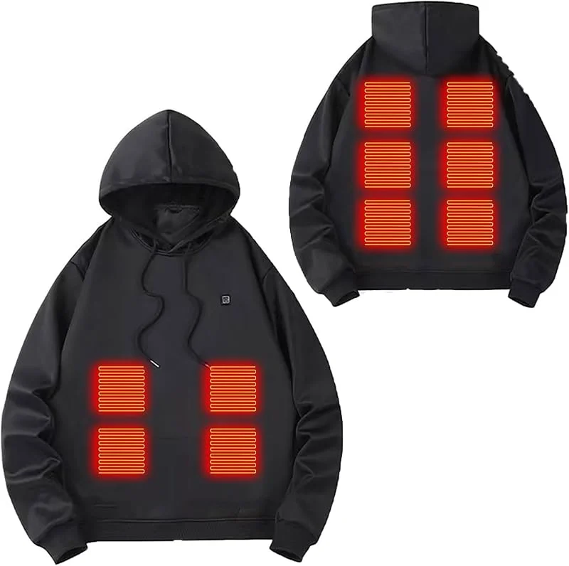 KQIVAM Beheizbare Hoodie Damen Beheizbare Pullover Herren Langarm Baumwolle Beheizte Kapuzenpullover USB Elektrisch Beheizbare Sweatershirt mit Kapuze Erwachsene Bluse Tops Mantel — Heizkleidung
