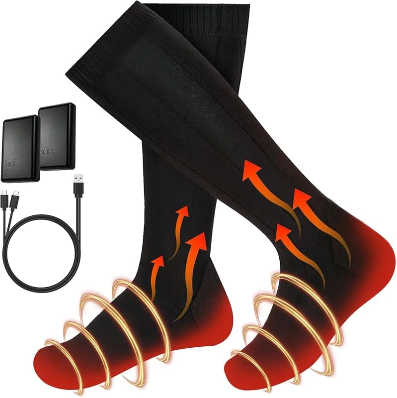 Beheizbare Socken mit Akku 5000 mAh x 2, Beheizte Socken Herren, Damen — Heizkleidung