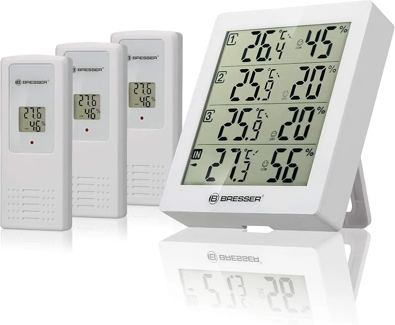BRESSER Thermo-Hygrometer Quadro - mit 4 unabhängigen Messdaten — Luftbefeuchter