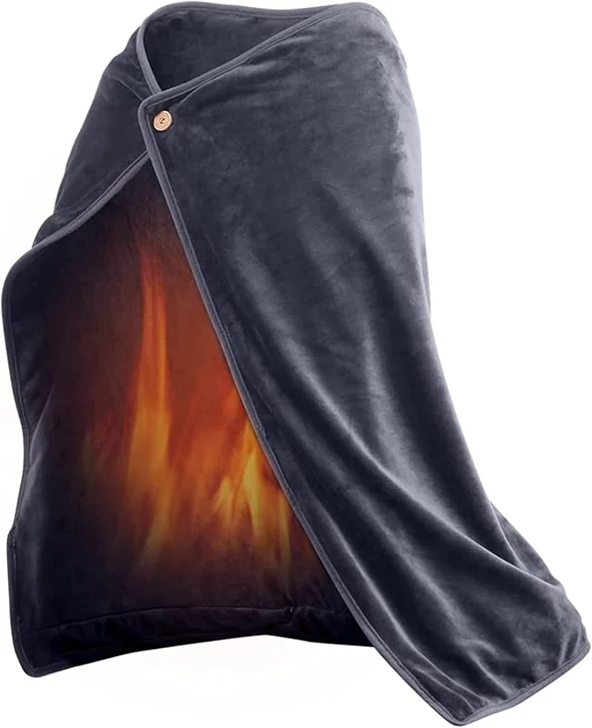 Electric Blanket, USB Elektrische Heizung Schal Abnehmbare Waschbare Decke Winter Knie Körperwärmer Home Office Heizdecke Flannel, Grau — Heizkleidung