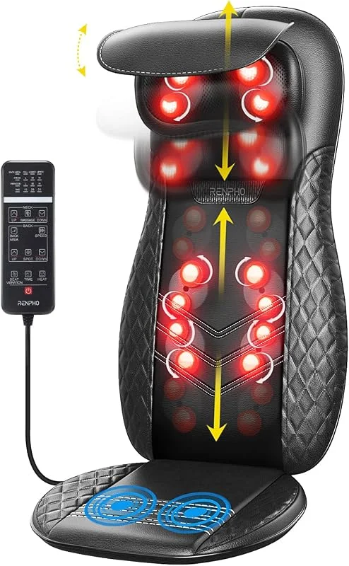 RENPHO Rückenmassagegerät, Massagesitzauflage, Shiatsu Massagegerät Rücken — Heizung Warmepumpe