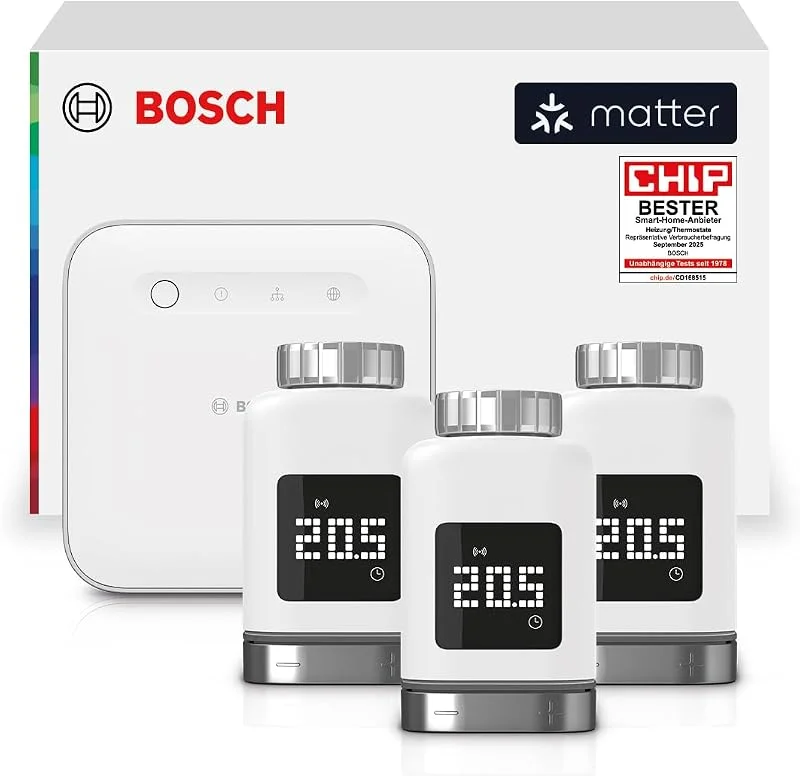Bosch Smart Home Starterset Controller + 3 x Thermostat II [+M] anthrazit — Heizung Warmepumpe