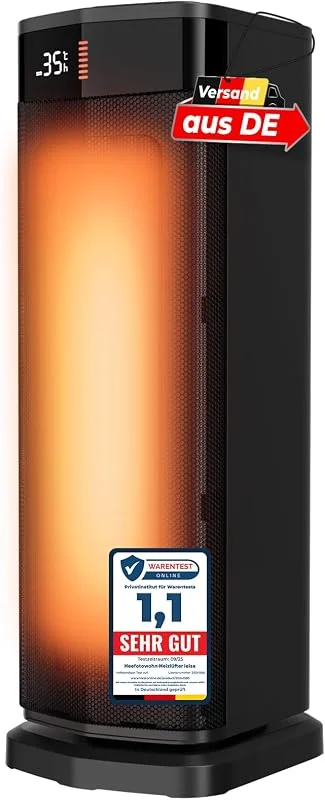 Heizlüfter Energiesparend Leise, 2000W PTC Keramik Heizlüfter, Schwarz — Heizung Warmepumpe
