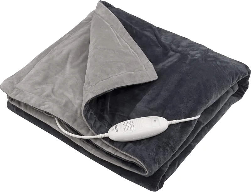Beurer Heizdecke HD75 mit 6 Temperatureinstellungen, weicher beheizter Überwurf für gemütliche Sofabächte, Abschaltautomatik & Sicherheitssystem, maschinenwaschbar, Grau, 180 x 130 cm, 100 Watt — Heizung Warmepumpe