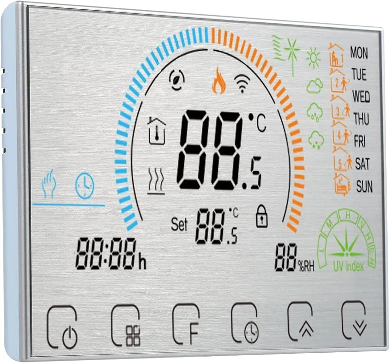 Touchscreen-LCD-Programmierbarer Thermostat mit Wochenplanung und App-Sprachsteuerung für Warmwasser-Heizsysteme, zu Hause, Büro, Hotel (Kesselheizung) — Heizung Warmepumpe