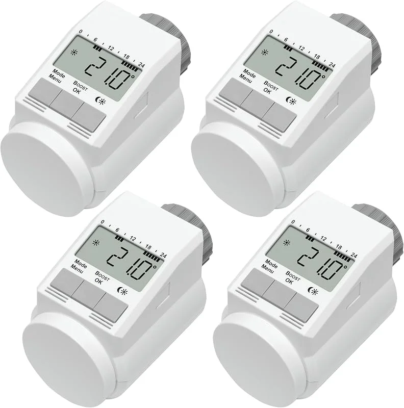 Eqiva 4er-Set Model L Elektronik-Heizkörper-Thermostat mit Boost-Funktion, Weiß — Heizung Warmepumpe