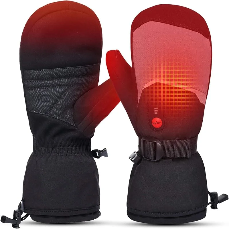 Sun Will Beheizbare Ski Handschuhe Fäustlinge Herren Damen, Winter wasserdichte Beheizte Handschuhe für Ski, Snowboard, Fahrrad, Wandern, Angeln, Jagen, Schneeschaufeln Outdoor Thermo (Black-Gray, XXS) — Heizkleidung