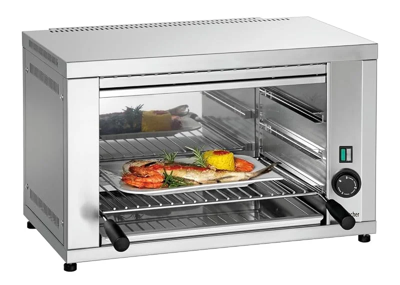 Bartscher Salamander 400-1Z – Gastro-Grill mit Infrarot-Heizung, höhenverstellbarem Rost, 2, 2 kW, CNS 18, 10, 230 V, 43 × 30, 5 cm — Heizung Warmepumpe