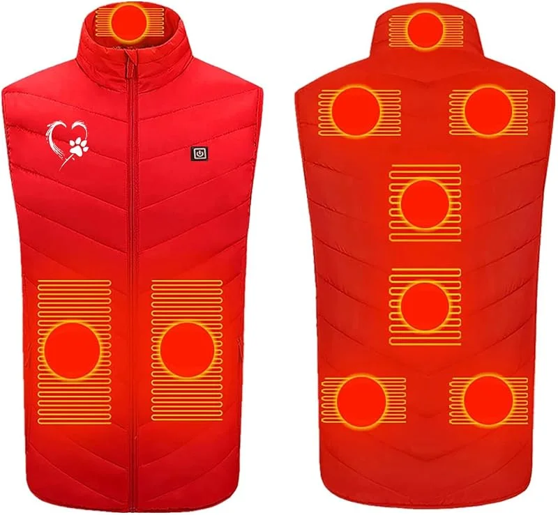 Zeiayuas Beheizbare Weste für Herren Damen Warm Winter Heizweste Unisex 9 Zonen Heizung 3 Temperaturregler Beheizte Weste Leichte Wärmeweste Outdoor Beheizbare Jacke Stehkragen Heizjacke Daunenweste — Heizkleidung