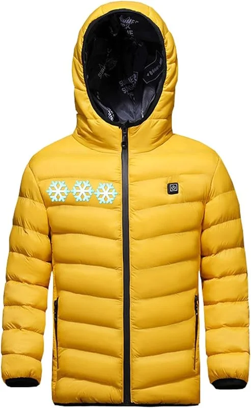 AEGJEGVD Beheizbare Jacke Für Jungen Mädchen Winterjacke Mit Schneeflockenmuster Heizjacken 3-Zonen-USB-Smart-Heizung Wärmejacke Mit Konstanter Temperatur Daunenjacke Waschbare Winddicht — Heizkleidung