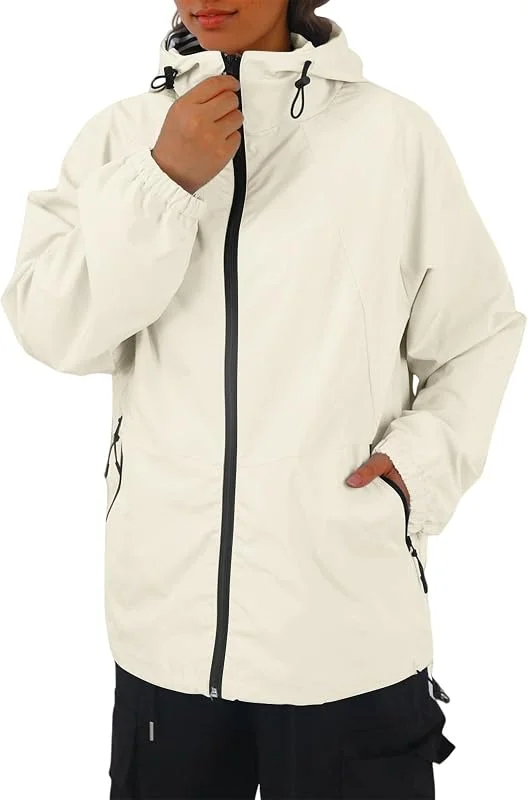 Generisch Regenjacke Damen Wasserdicht Atmungsaktiv Übergangsjacke Leicht Regenmantel Winddicht Laufjacke mit Kapuze Windjacke Reißverschluss Taschen Wanderjacke Outdoor Windbreaker Jacke — Heizkleidung