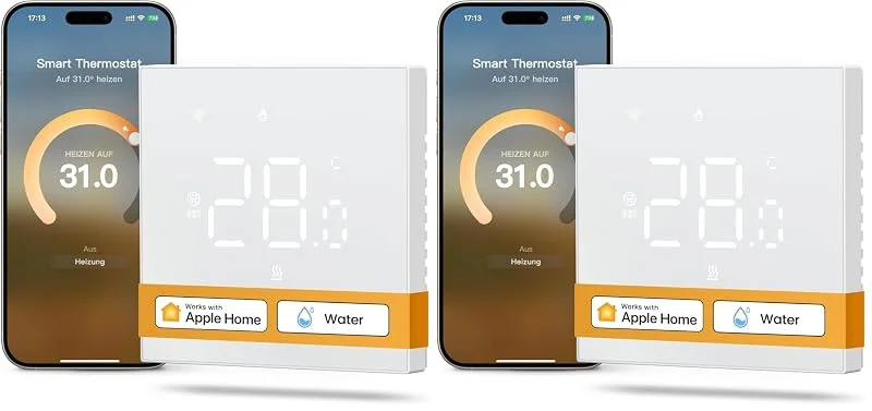 MIUCDA Smart Thermostat Matter Wasser Fussbodenheizung WiFi Raumthermostat Digital Heizungsthermostat Kompatibel mit Homekit，Alexa, Google Home，SmartThing (Packung mit 2) — Heizung Warmepumpe