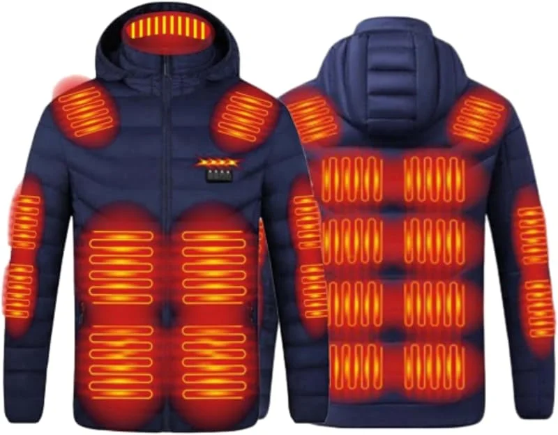 Heizjacke Herren Damen Beheizbare Jacke mit Heizung USB Elektrische Beheizte Jacke mit 21 Heizzonen Winterjacke Beheizbare Weste Pufferjacke Heizmantel Funktionsjacke Outdoorjacke Wintermantel — Heizkleidung