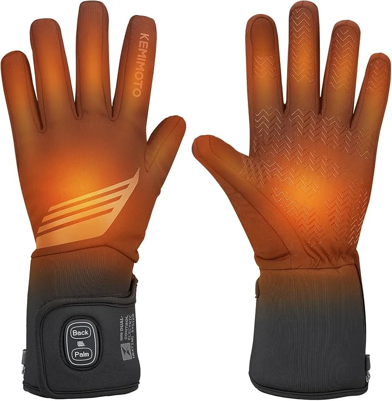 KEMIMOTO Beheizbare Handschuhe Herren Damen, 3 Heizstufen Dünne Thermohandschuhe Innenhandschuhe für 0°C~5°C, Warm Elektrische Handschuhe für Fahrrad Motorrad Skifahren Winter Handwärmer — Heizkleidung