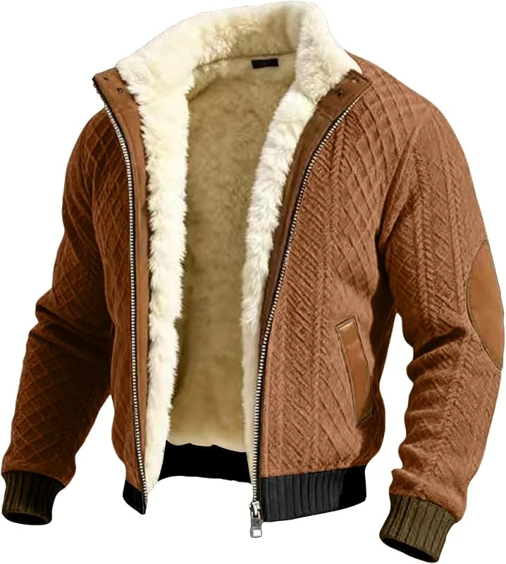 Herren Winterjacke Gefüttert Warm Fleecejacke Winter Sherpa Jacke — Heizkleidung
