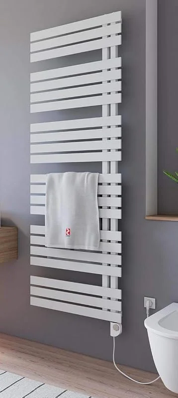 Schulte Breda Handtuchwärmekörper befüllt mit Heizstab 3, Montage rechts, Pearl Weiß, 900 Watt, H02416960-E3R 277 — Heizung Warmepumpe