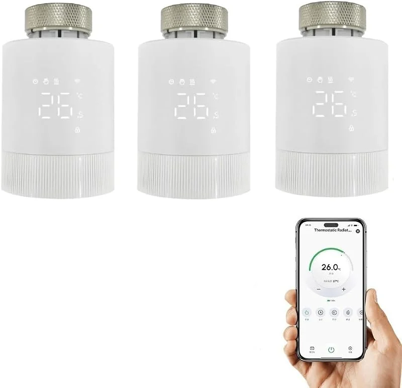 3 Stück Smartes Heizkörperthermostat, Heizungssteuerung per App und Smart Speaker, Geofencing, Fensteröffnungserkennung, Heizungsthermostat, Steuerung per Alexa-Google Assistant — Heizung Warmepumpe
