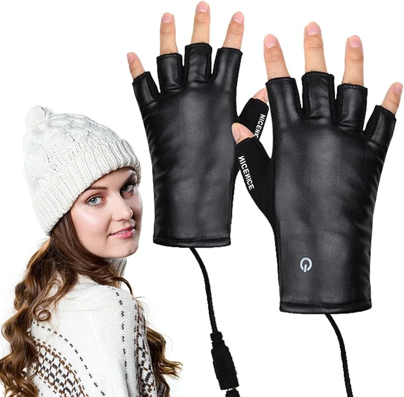 Beheizte USB-Handschuhe, USB-Thermohandschuhe, Winterhandschuhe, warme Laptop-Heizung, beheizter Touchscreen, fingerlos, wärmer, wiederaufladbares Design — Heizkleidung
