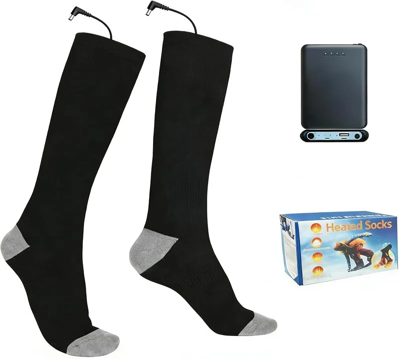 Beheizbare Socken mit Intelligenter Temperaturregelung Heizsocken mit Akku für Damen & Herren 4-Stufen Temperaturregelung, Vollständig Waschbar Elektrische Fußwärmer für Ski, Outdoor-Aktivitäten — Heizkleidung
