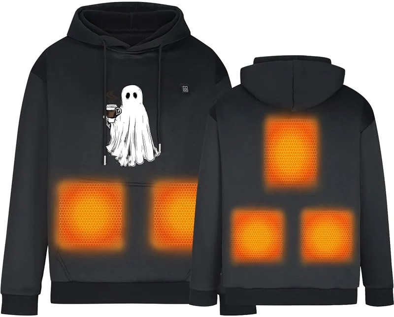 Beheizbare Hoodie Damen Herren mit 5 Heizzonen Elektrische Jacken Sweatshirt Beheizbare Jacke für Motorrad, Weihnachten Beheizbare Jacke Warme Dicke Weiche und Warme Beheizbare Langärmeliges Oberhemd — Heizkleidung