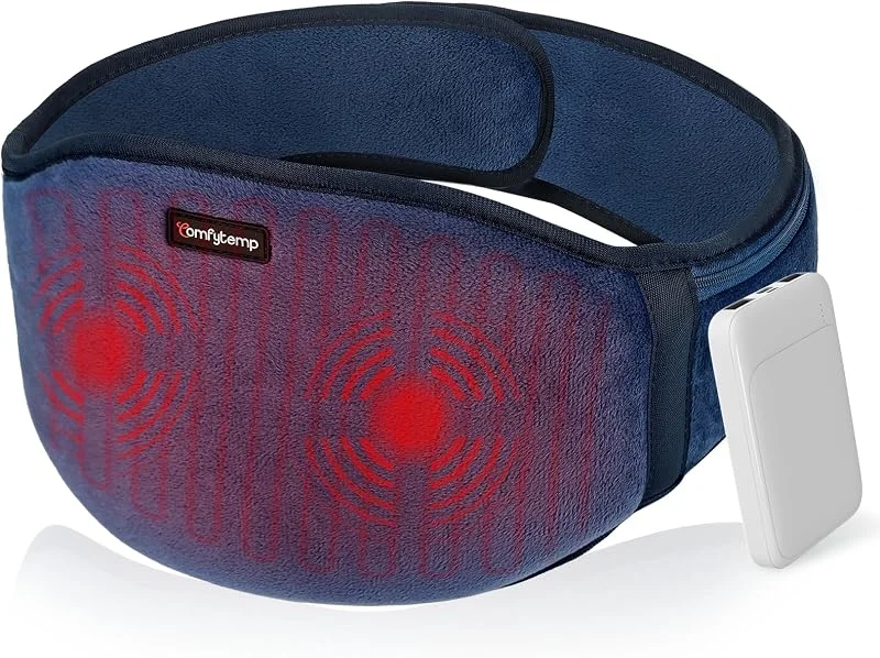 Comfytemp Heizgürtel für den Lendenbereich, kabellos, mit Vibrationsmassage, 3 Temperaturstufen & 3 Massagemodi, beheizter Rückengurt zum Entspannen der Rücken, automatische Abschaltung, 18 x 147 cm — Heizkleidung