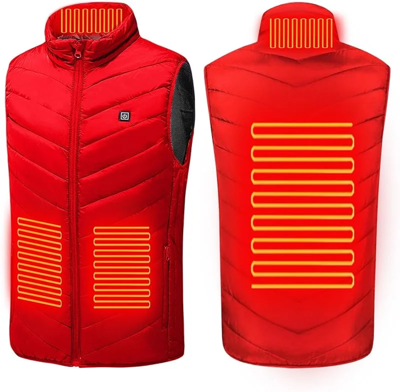 UHouse Beheizbare Weste Damen Heizweste Winter Elektrische Beheizte Westen mit 4, 8, 9 Heizzonen USB Einstellbare Beheizbar Steppweste Outdoor Daunenweste mit Heizung Ärmellos Heizjacke — Heizkleidung