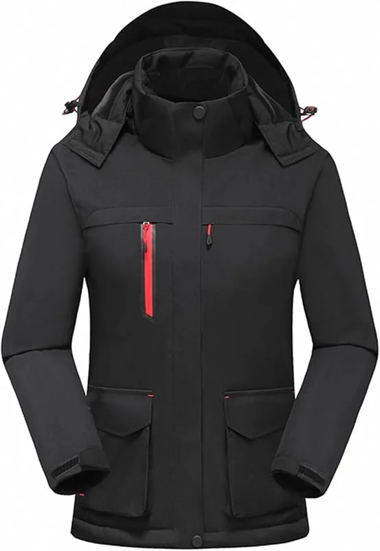 KQIVAM Beheizbare Jacke, Heizjacke für Damen mit Kapuze für den Winter, Wasserdicht Winddicht Daunenjacke Winterjacke Beheizbare Kleidung Pufferjacke zum Skifahren zum Schifahren, Wandern, Tägliches — Heizkleidung