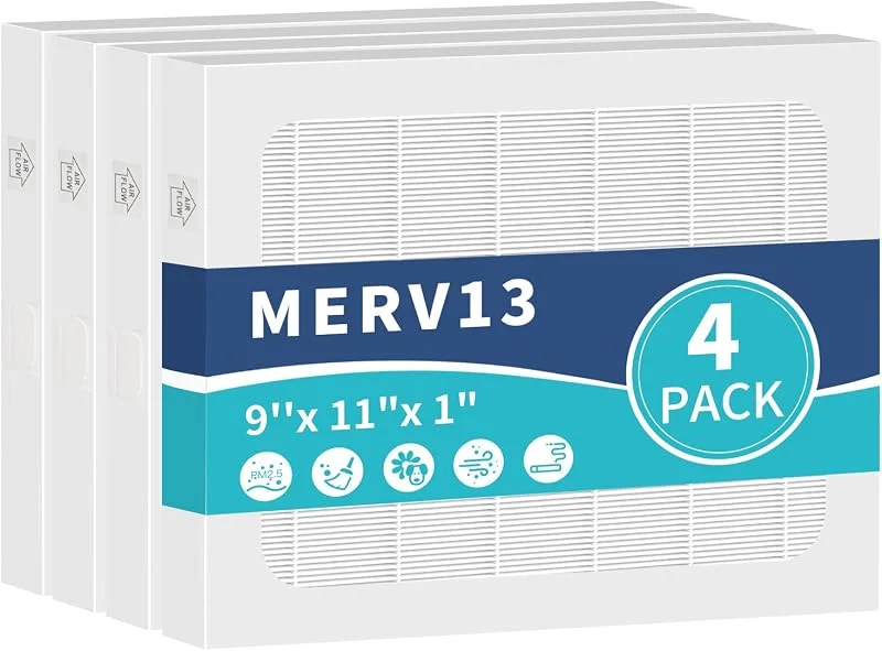 9x11x1 MERV13 Ersatz-Luftentfeuchterfilter, kompatibel mit Santa Fe Compact70, Ultra70, Element, Compact2, UA 65H Luftentfeuchter-Modellen, 4 Stück — Luftbefeuchter