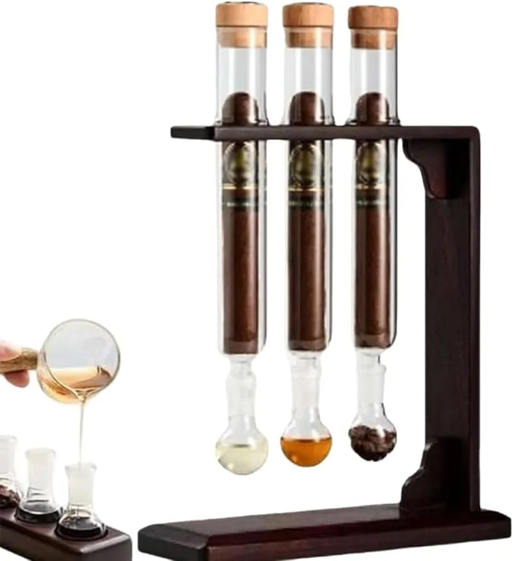 Zigarren-Geschmacksinjektor-Set, Glasröhren-Luftbefeuchter mit Kappen und Hygrometer, handgefertigte DIY-Zigarren-Aromatherapie-Ausstellungsbasis for Männer, Zigarrenliebhaber – klein(3pieces)