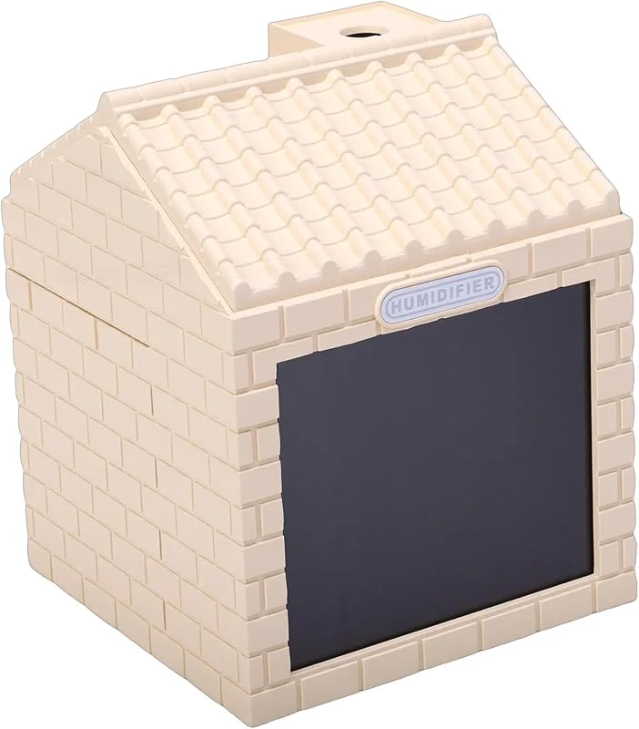 Kamin-Luftbefeuchter, USB-betriebenes Holzkohlehaus mit Flammenlicht, 4 Stunden Dauerspray für Schlafzimmer, Büro, Reisen