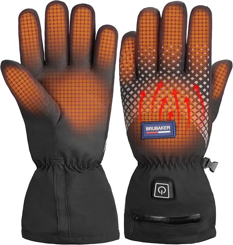 BRUBAKER Beheizbare Skihandschuhe mit Akku Wasserdicht und Winddicht - Winterhandschuhe für Herren und Damen - 3 Stufen Temperaturregler Heizung - Thermo Handschuhe Skifahren, Motorrad und Fahrrad — Heizkleidung
