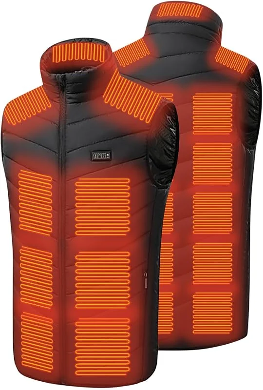 Beheizbare Weste für Herren Damen, Beheizbare Weste Heizweste Herren Damen 26 Zonen Heizung 3 Temperaturregler Beheizte Weste (Ohne Powerbank) Beheizbare Jacke Kapuze Funktionsjacke Outdoorjacke — Heizkleidung