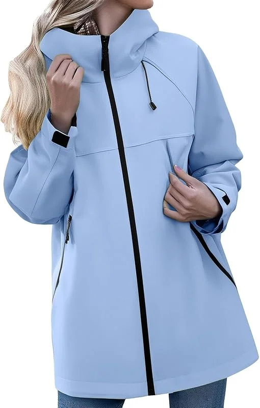 FUPODD Regenjacke Damen Wasserdicht Atmungsaktiv Übergangsjacke Mit Kapuze Regenmantel Fahrrad Trenchcoat Sport Windbreaker Jacke Leicht Outdoorjacke Reisen Softshelljacke Frauen Treking Wanderjacke — Heizkleidung
