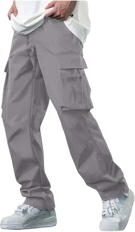 Herren Hose Chino Cargo Hose Freizeithose Baumwolle Sporthose Casual Jogginghose Elastische Taille mit Kordelzug Sweatpants Herren mit Taschen Softshell Hose Herren Hosen Cargo Schwarz — Heizkleidung