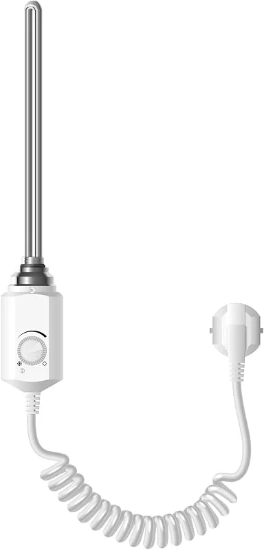 ECD Germany Heizstab 900W Weiß für Badheizkörper, Heizpatrone mit Thermostat für Heizkörper, Elektronischer Temperaturregler, Heizelement mit Stecker, Elektroheizstab für Heizungen & Handtuchtrockner — Heizung Warmepumpe