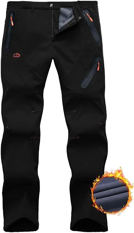 Thermohose Herren Winter Softshellhose Fleece Gefütterte Outdoor Hosen Für Herren Wanderhose wasserdichte Hose Skihose Herren Wetterfeste Snowboard Hose Winterhose Rei ßverschlusstasche — Heizkleidung