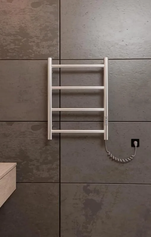 Handtuchheizkörper elektrisch Edelstahl – 505x400 mm, 35W, Badheizkörper mit Timer & Thermostat, Wandmontage, IP44, Elegantes Design für Hotel & Zuhause — Heizung Warmepumpe