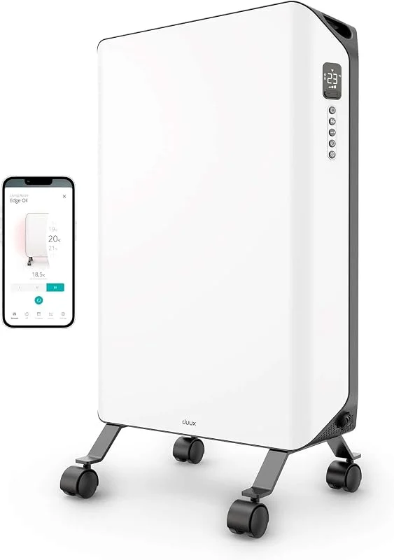Duux Edge Oil Smart Ölradiator energiesparend - 2000W Elektro Heizkörper mit thermostat, Eco-Modus - Weiß — Heizung Warmepumpe