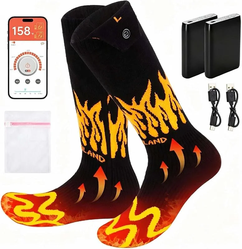 CAMULAND Beheizbare Socken 7.4V 3000mAh Akkus, Heizsocken mit App M — Heizkleidung